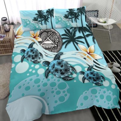 American Samoa Bedding Set - Blue Turtle Hibiscus A24