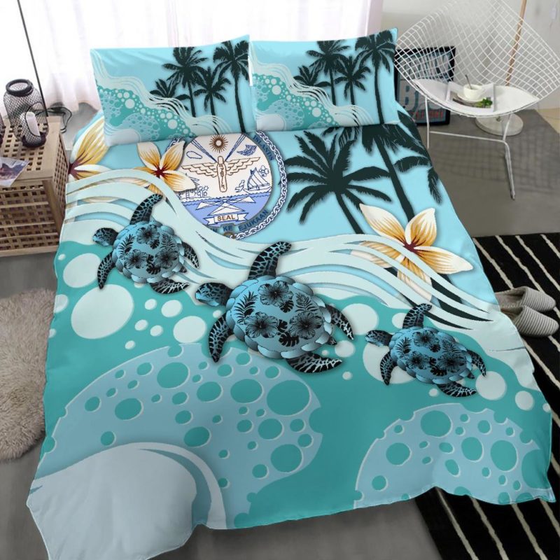 Marshall Islands Bedding Set - Blue Turtle Hibiscus A24