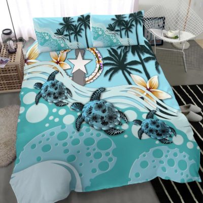 Northern Mariana Islands Bedding Set - Blue Turtle Hibiscus A24