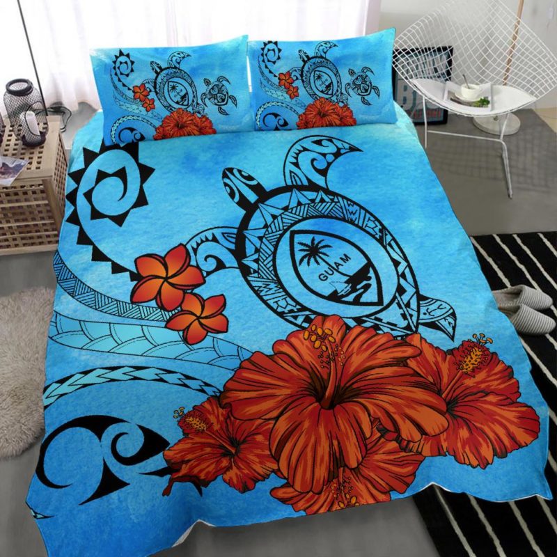 Guam Coat Of Arms Poly Sea Background Bedding Set J9