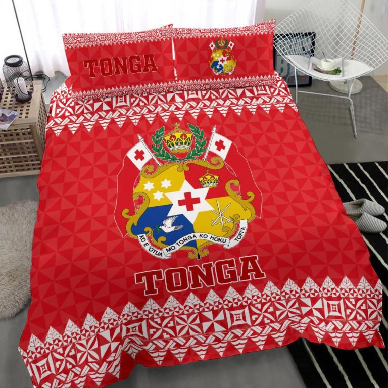 Tonga Coat Of Arms Bedding Set - Red Version - BN12