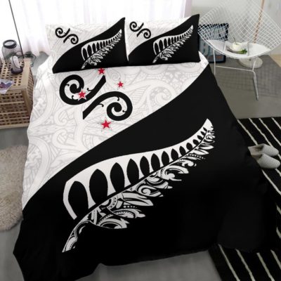 New Zealand Bedding Set - Silver Fern Koru A02