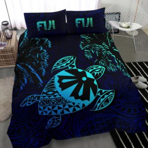 Fiji Islands Blue Tapa Turtle Bedding Set J0