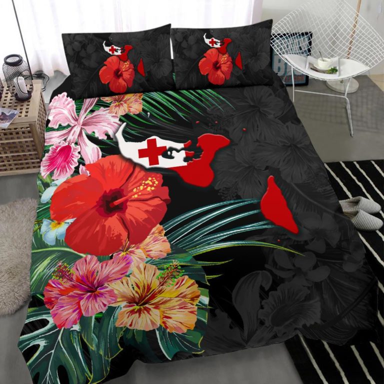 Tonga Map - Hibiscus Bedding Set J0