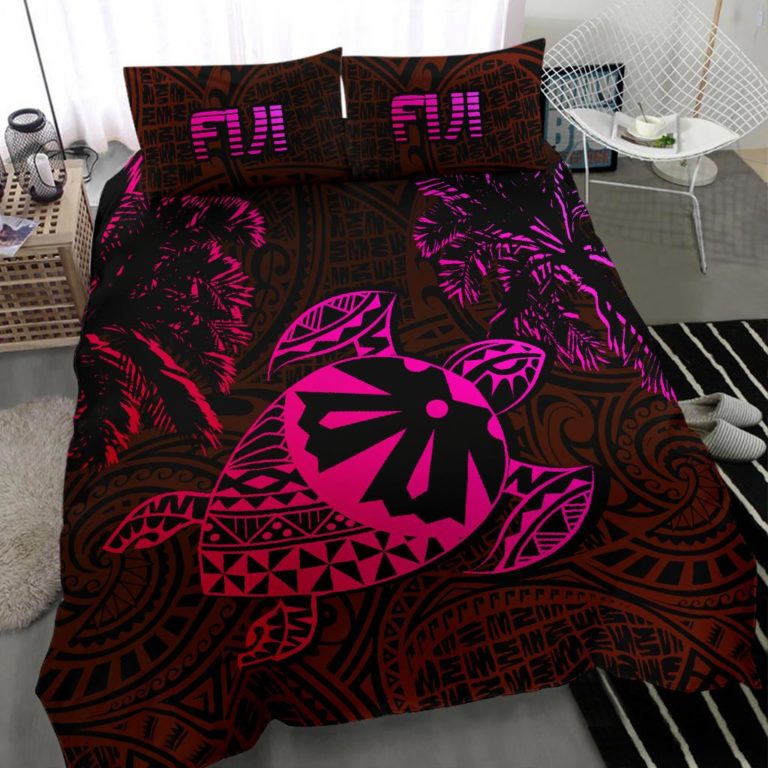 Fiji Islands Pink Tapa Turtle Bedding Set J0
