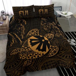 Fiji Islands Tapa Turtle Bedding Set - Gold J0