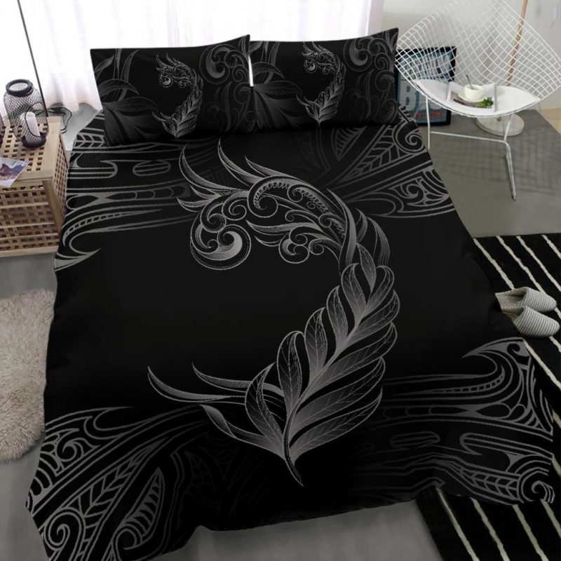 New Zealand Fern Koru Bedding Set - Black White J0