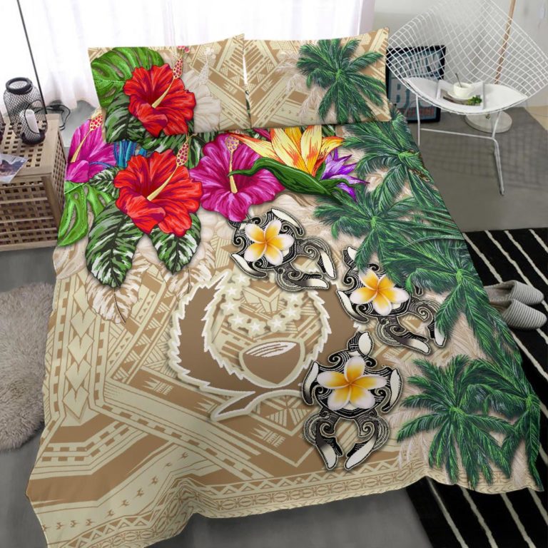 Pohnpei Bedding Set - Hibiscus Turtle Tattoo Beige A02