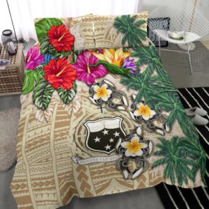 Samoa Bedding Set - Hibiscus Turtle Tattoo Beige A02
