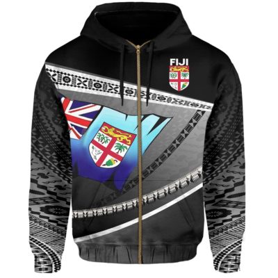 Fiji Cibi War Dance Zip Up Hoodie Tapa K4