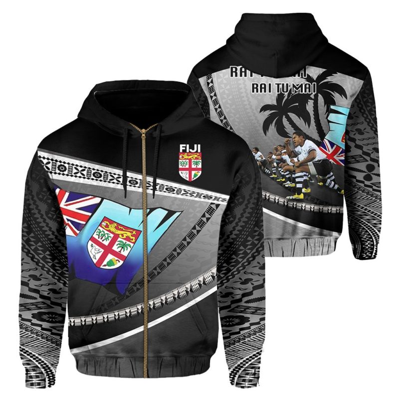 Fiji Cibi War Dance Zip Up Hoodie Tapa K4