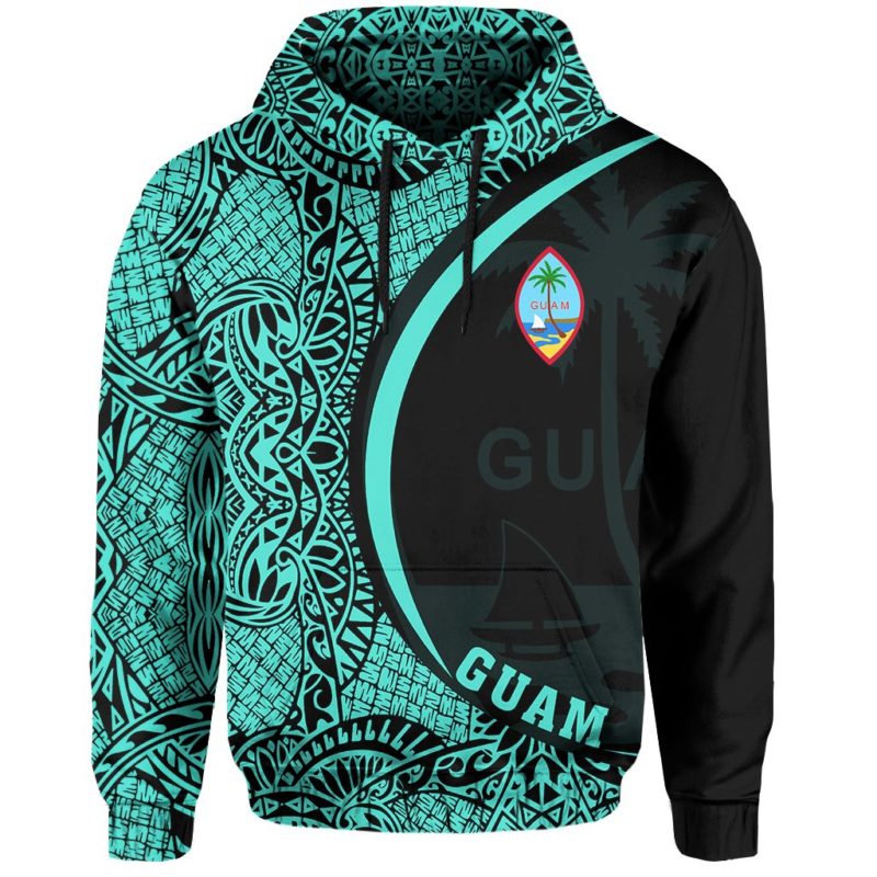 Guam Micronesia Hoodie Turquoise - Round Style - J1