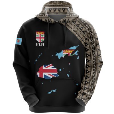 Fiji Map Hoodie Black Style 03 A5