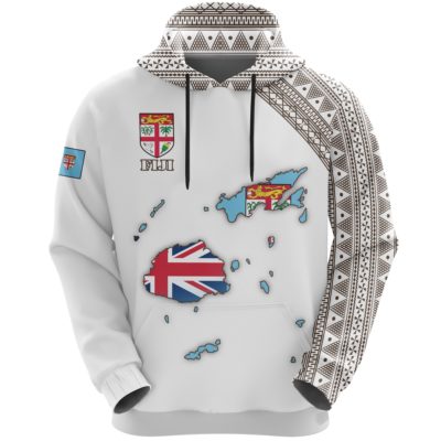 Fiji Map Hoodie White Style 02 A5