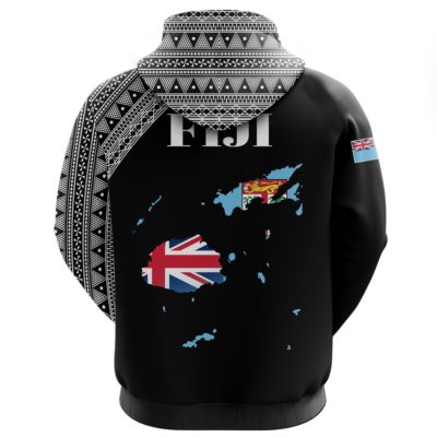 Fiji Map Hoodie Black Style 01 A5