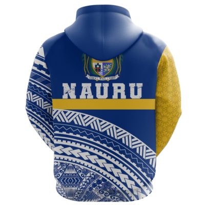 Nauru Zipper Hoodie Nauru Polynesian Coat Of Arms Zip-Up Hoodie TH5