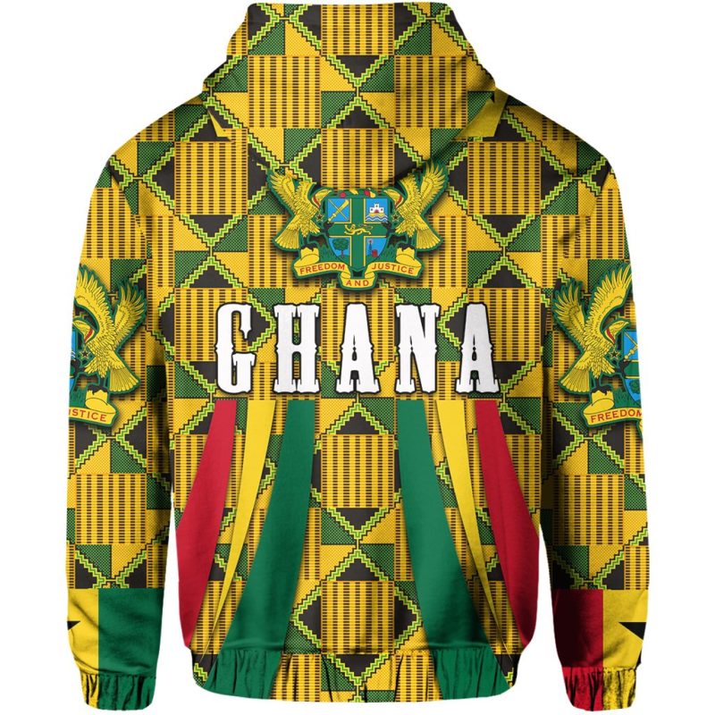 Ghana Hoodie Ghana Coat Of Arms All Over Hoodie Ankara Pattern TH5