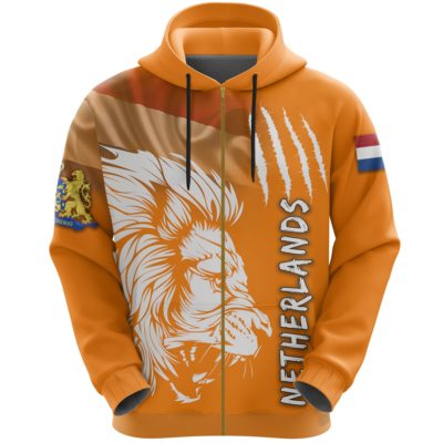 Netherlands Zip-Up Hoodie Lion, Nederland Zipper Hoodie Flag TH5