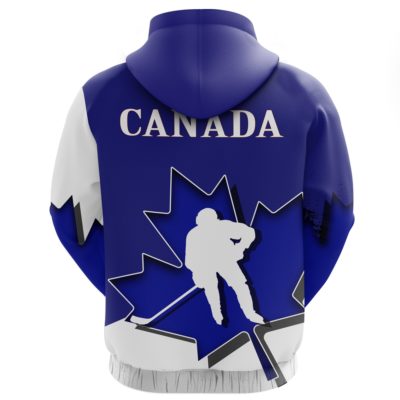 Canada Hoodie - Blue Maple Leaf Hockey A02