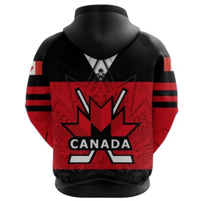 Canada Hockey Zip Hoodie - Maple Leaf Red K4