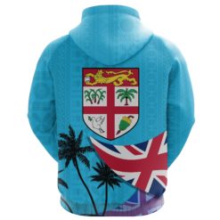 Fiji Masi Zip Up Hoodie Coat of Arms Coconut Blue K4