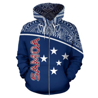 Samoa All Over Zip-Up Hoodie - Polynesia Curve Style - Bn09