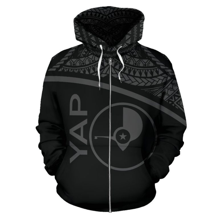 Yap All Over Zip-Up Hoodie - Micronesia Curve Style - Bn09