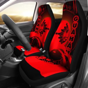 Guam Car Seat Covers - Hibiscus and Wave Red K7