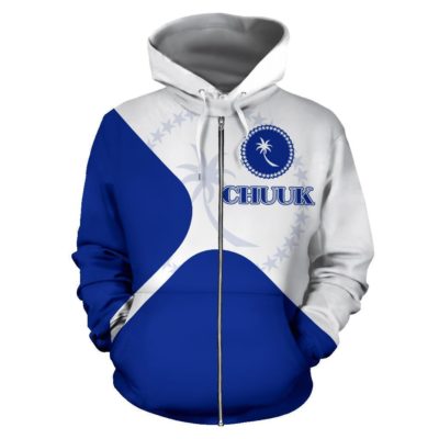Chuuk States All Over Zip-Up Hoodie - Flag Triangular Style - Bn01