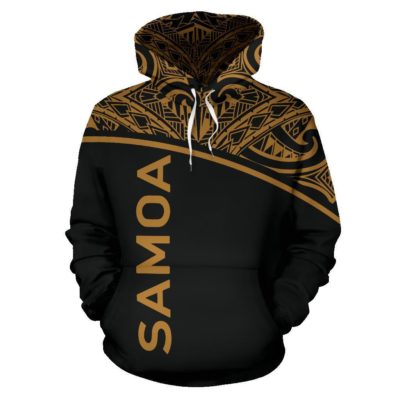 Samoa And American Samoa All Over Hoodie - Gold Curve - BN09