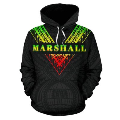 Marshall Islands All Over Hoodie - Reggae Color Sailor Style - Bn01