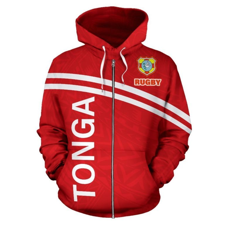 Tonga All Over Zip-Up Hoodie - Rugby Style - Bn09