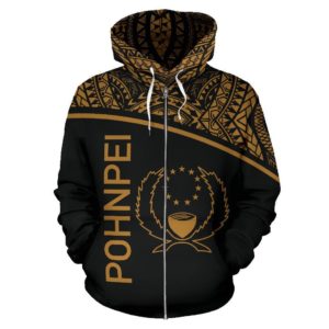 Pohnpei All Over Zip-Up Hoodie - Micronesia Curve Gold Style - Bn09