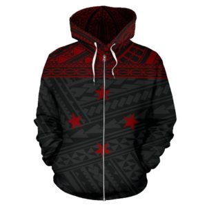 Federated States Of Micronesia All Over Zip-Up Hoodie - Red Style - Bn01