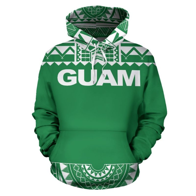 Hoodie Guam - Polynesian Green And White - Bn09