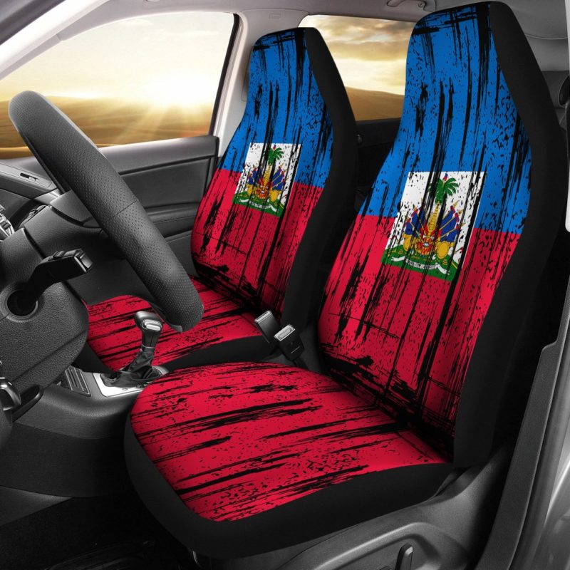HAITI GRUNGE FLAG CAR SEAT COVER A0