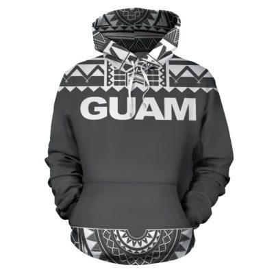 Hoodie Guam - Polynesian Grey And White - Bn09