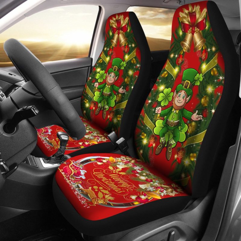 Merry Christmas St. Patrick Shamrock Car Seat Covers ( Set Of 2 ) TH5
