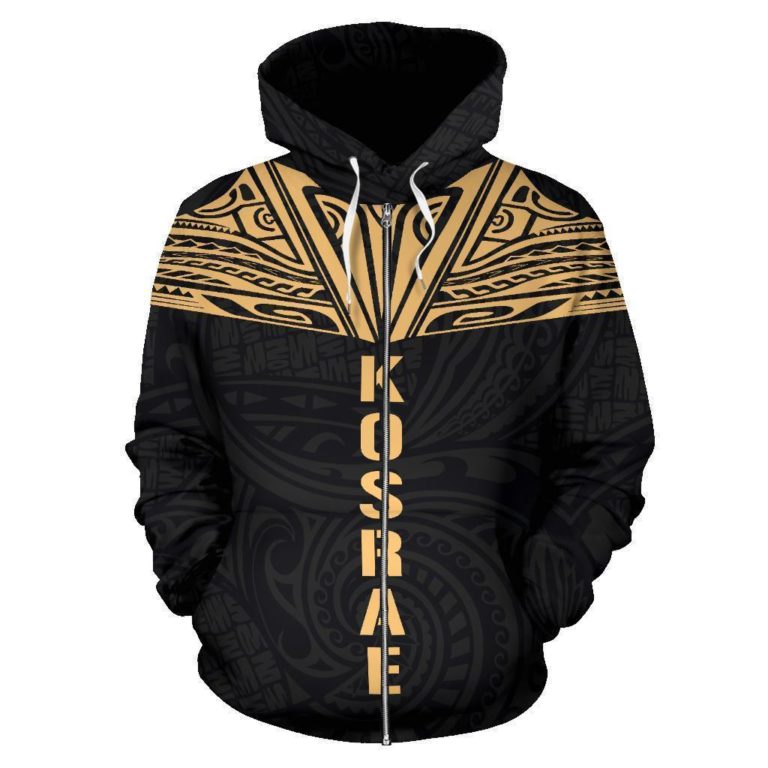 Kosrae All Over Zip-Up Hoodie - Gold Neck Style - Bn04