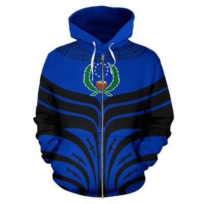 Pohnpei All Over Zip-Up Hoodie - Micronesian Tattoo Design - Bn09
