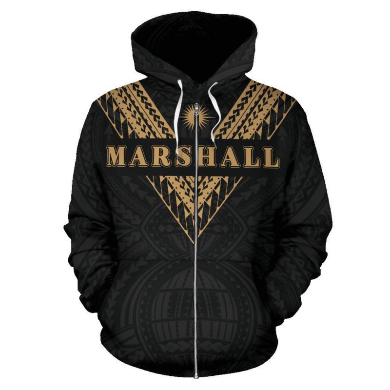 Marshall Islands All Over Zip-Up Hoodie - Gold Sailor Style  - Bn01
