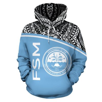 Federated States Of Micronesia All Over Hoodie - Micronesia Curve Blue Style - Bn09