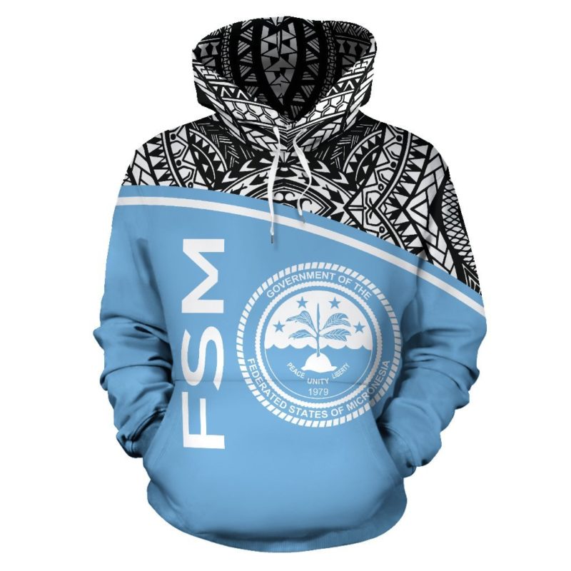 Federated States Of Micronesia All Over Hoodie - Micronesia Curve Blue Style - Bn09