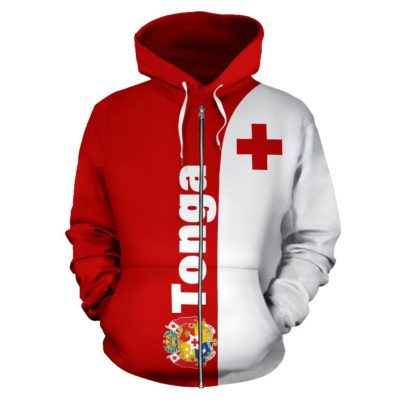 Tonga All Over Zip-Up Hoodie - Shoulder Style - Bn01