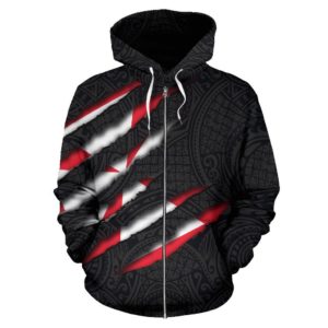 Wallis And Futuna All Over Zip-Up Hoodie - Scratch Style - Bn09
