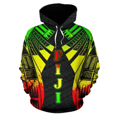 Fiji All Over Hoodie - Reggae Color Tattoo Style - Bn01