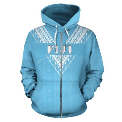 Fiji All Over Zip-Up Hoodie - Flag Color Sailor Style  - Bn01