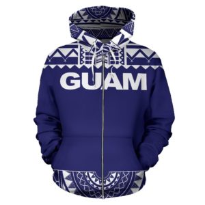 Zip Up Hoodie Guam - Polynesian Purple And White - Bn09