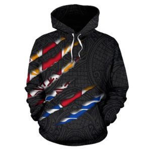 French Polynesia All Over Hoodie - Scratch Style - Bn09
