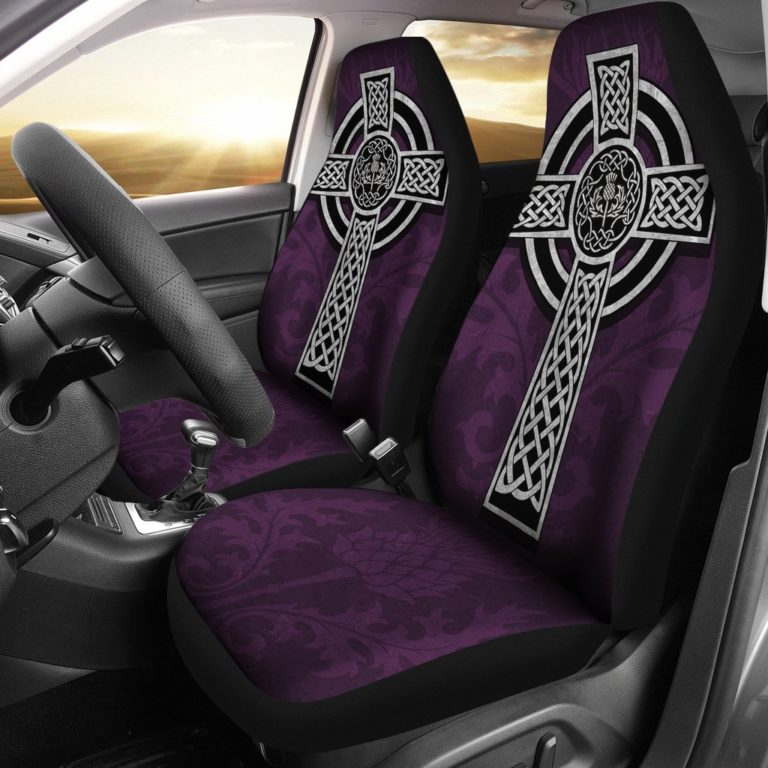 Scottish Thistle Celtic Cross Car Seat Covers K4